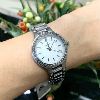 นาฬิกา 🌼DKNY🌺 Chambers White Dial Stainless Steel Ladies Watch NY2220 สเตนเลส สีเงิน ล้อมคริสตัล