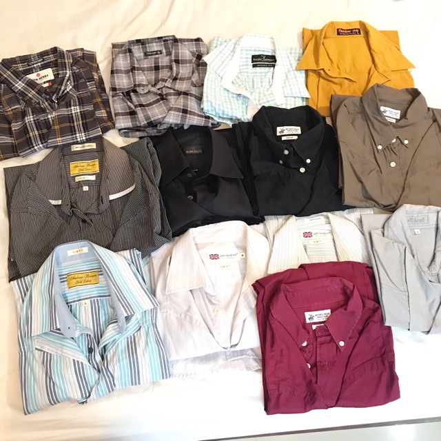 เสื้อเชิ้ตผู้ชาย-มือ1-2-แบรนด์เนมแท้-polo-emiliovalentino-santabarbara-andrewbrown-uniqlo-beverlyhillspoloclub