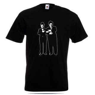 เสื้อยืดโอเวอร์ไซส์เสื้อยืดลําลอง ผ้าฝ้าย แขนสั้น คอกลม พิมพ์ลาย Stan Laurel and Oliver Hardy 12 สี สไตล์เกาหลีS-3XL