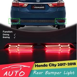 Red LED Reflector Rear Bumper Tail Light For Honda City 2017 2018 2019 Driving Stop Brake Signal Lamp FJ Shape
