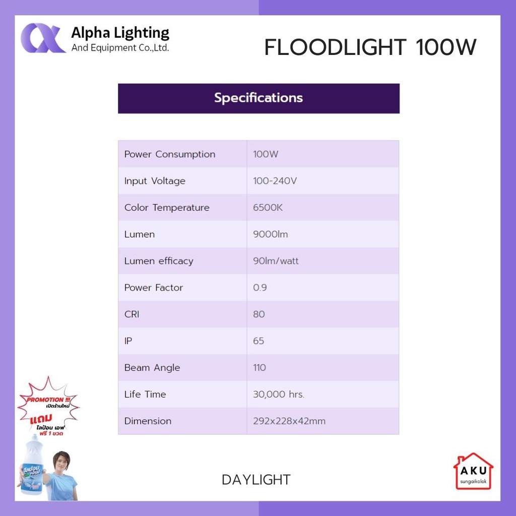 alpha-floodlight-ฟลัดไลท์-100w