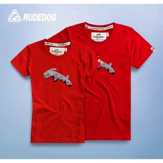 เสื้อยืดผ้าฝ้ายพิมพ์ลายคลาสสิกRudedog เสื้อยืดชาย รุ่น Big19 สีแดง (ราคาต่อตัว)