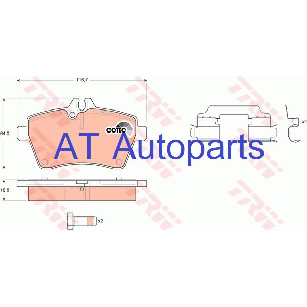 ผ้าเบรคหลัง-benz-b-class-w245-b150-b160-b170-b180-2004-2012-gdb1630