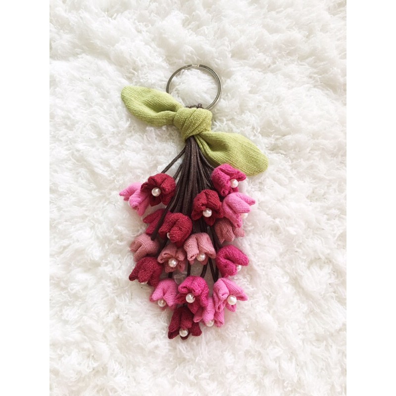 พวงกุญแจ-ดอกแก้ว-ดอกไม้ผ้า-handmade