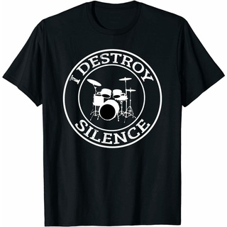 T-shirt  เสื้อยืดคอกลม พิมพ์ลายกราฟฟิค I Destroy Silence Drums Drums ของขวัญ สําหรับผู้ชายS-5XL