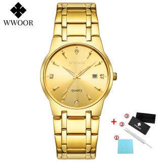 ภาพหน้าปกสินค้าWwoor ของแท้ นาฬิกาข้อมือ สายสแตนเลส กันน้ํา สีทอง หรูหรา แฟชั่นสําหรับผู้ชาย 8876 ซึ่งคุณอาจชอบสินค้านี้