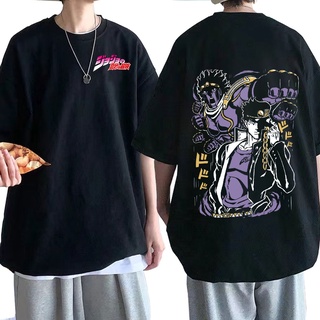 เสื้อยืดผู้ เสื้อยืด ทรงหลวม พิมพ์ลายกราฟฟิค Jojo Bizarre Adventure Jotaro Star Platinum Manga สําหรับผู้ชาย S-5XL