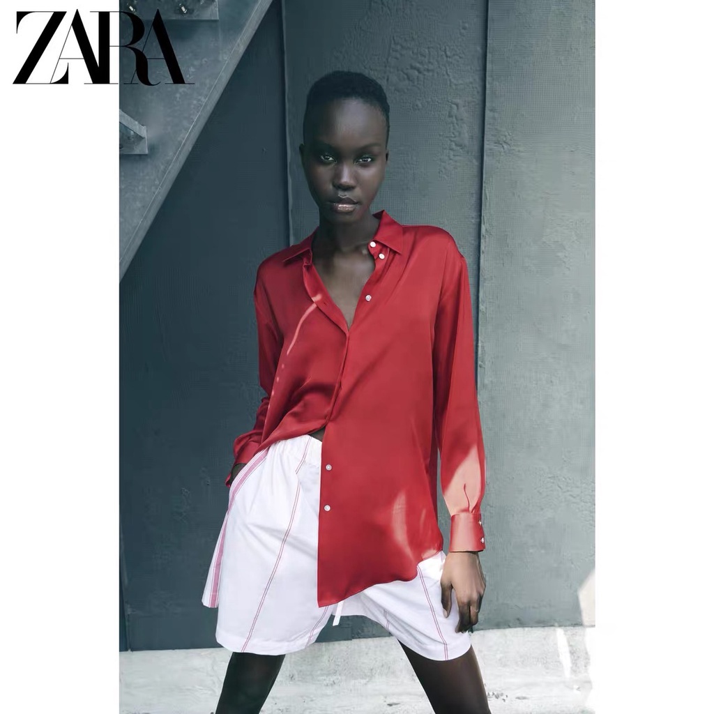 zara-เสื้อเชิ้ต-ผ้าซาติน-ผ้าไหม-สําหรับผู้หญิง
