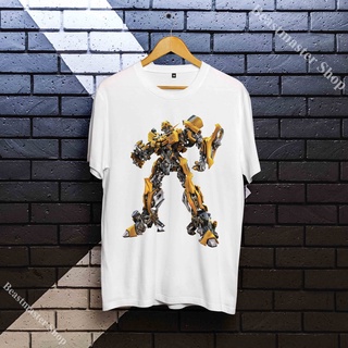 Tee เสื้อยืดสีขาวผู้หญิง เสื้อยืด Bumblebee Transformers คอกลม นุ่ม อ่อนเยาว์ O15TSF029 เสื้อวันพีช