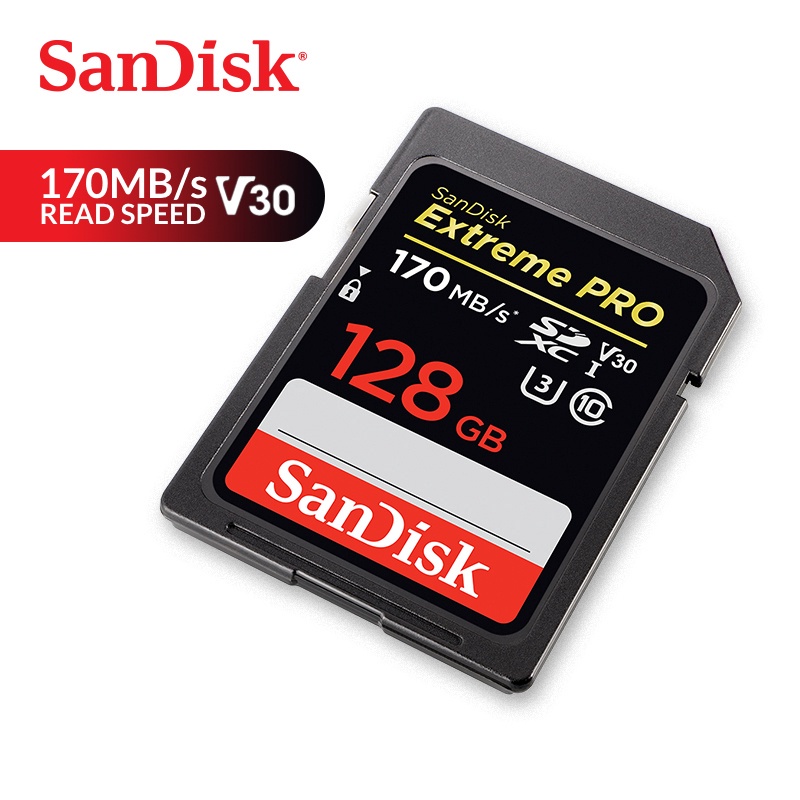 Memory Card Extreme Pro SDXC SD Card 128GB 170MB/s Read 90MB/s Write C10 U3 V30 UHSI 4K for