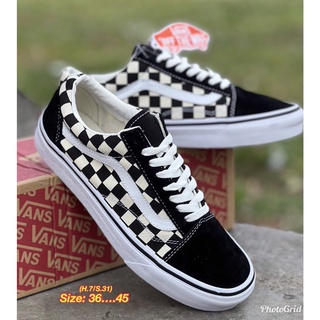 Vans ลายตาราง รองเท้าผ้าใบผูกเชือกพร้อมกล่อง