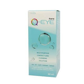 Q-eye contact lens cleaning solution. 60ml./250+60ml. น้ำยาล้าง แช่ ทำความสะอาดคอนแทคเลนส์ ขนาด 60 มล./250+60มล.