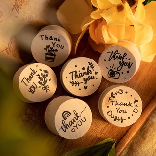 6Pcs Thank You Wooden Stamp Set DIY Scrapbooking Party Craft Supplies Handmade for Home Decor