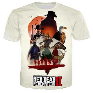 เสื้อยืดลําลอง พิมพ์ลายเกม Red Dead Redemption 3D สไตล์ฮาราจูกุ แฟชั่นฤดูร้อน สําหรับผู้ชาย