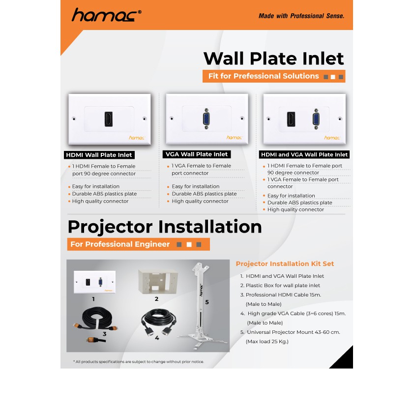 hamac หน้ากากเต้ารับติดผนัง HDMI+VGA (HDMI VGA Inlet Wall Plate) ออกแบบ ...