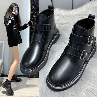 🔥Ready stock！ Love plus cashmere Martin รองเท้าผู้หญิง 2020 ฤดูหนาวใหม่เกาหลีรุ่นกันน้ำแฟชั่นสั้นรองเท้าเวลโครขี้เกียจ