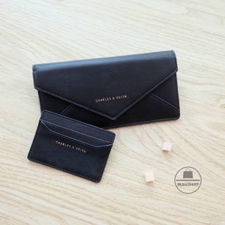 Charles &amp; Keith Long Envelope Wallet (outlet) สีดำ