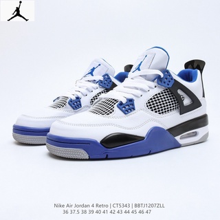 ของแท้ 100% N_ike Air Jordan 4 Retro OG "Cement" AJ4 รองเท้าบาสเก็ตบอล ทนต่อการสึกหรอ ไซซ์ 36-47 สําหรับผู้ชาย และผู้หญิง