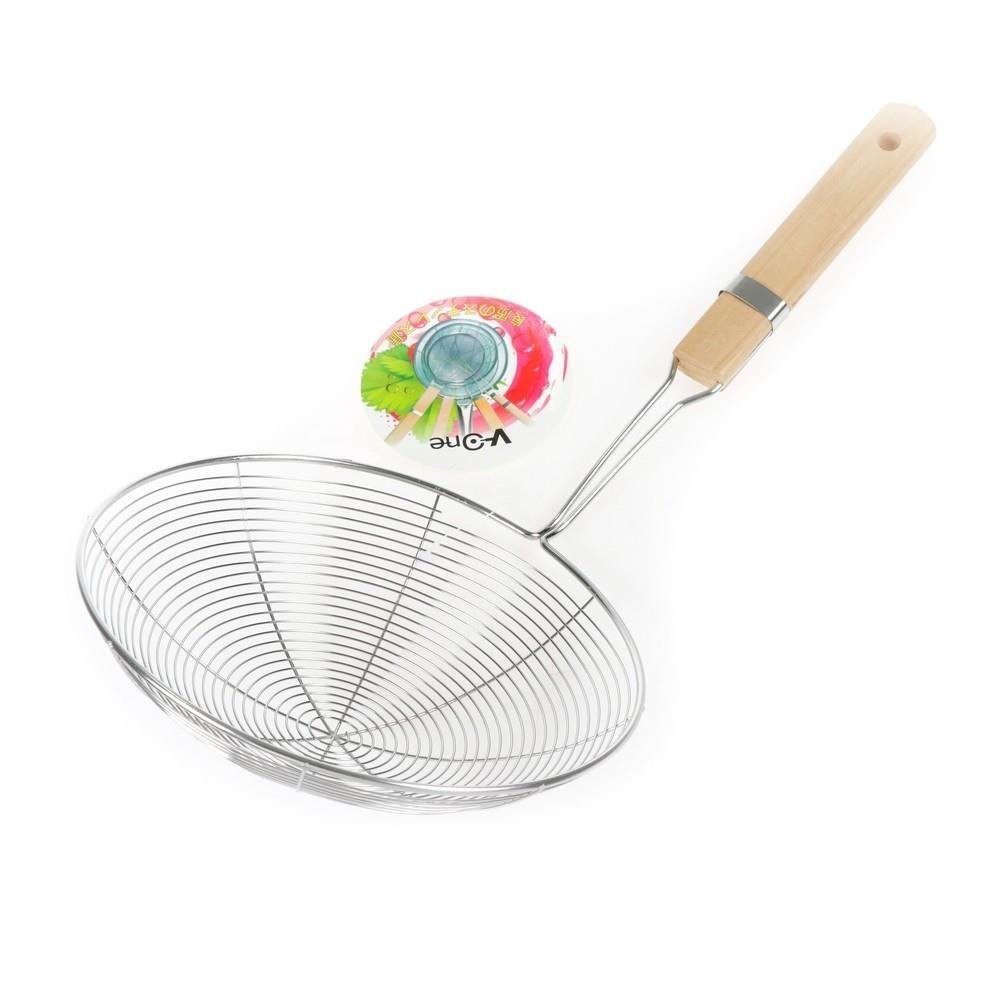 กระขอนสแตนเลส-กระชอนลวด-v-one-19-ซม-ด้ามไม้-กระชอนทำอาหาร-strainer-with-wooden-handle-v-one-19cm