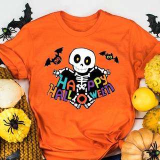 เสื้อยืด พิมพ์ลาย Happy Halloween สีส้ม เหมาะกับปาร์ตี้ฮาโลวีน สําหรับเด็กผู้ชาย และเด็กผู้หญิง