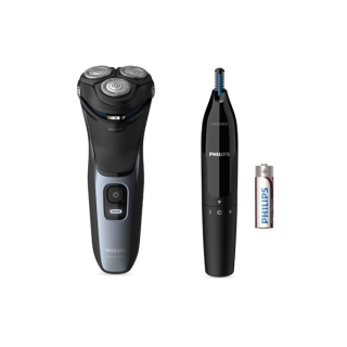 Philips Personal Care เซตเครื่องโกนหนวดไฟฟ้า และเครื่องตัดแต่งขนจมูก Shaver series 3000 S3133/57