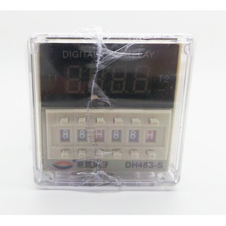 เครื่องตั้งเวลาดิจิตอล ตัวตั้งเวลา DC 12V/24V&amp;AC 220V  Time Delay Relay Repeat Cycle Relay Timer DH48S-S