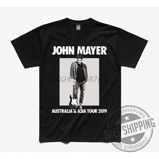 เสื้อยืดผ้าฝ้ายพิมพ์ลายเสื้อยืดผ้าฝ้าย 100 % พิมพ์ลาย John mayer Tour 2019 Australia Asia สำหรับผู้ชาย