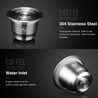 ❀ ICafilas Stainless Steel Refillable Reusable Coffee Capsule Strainer Filter Ciflying