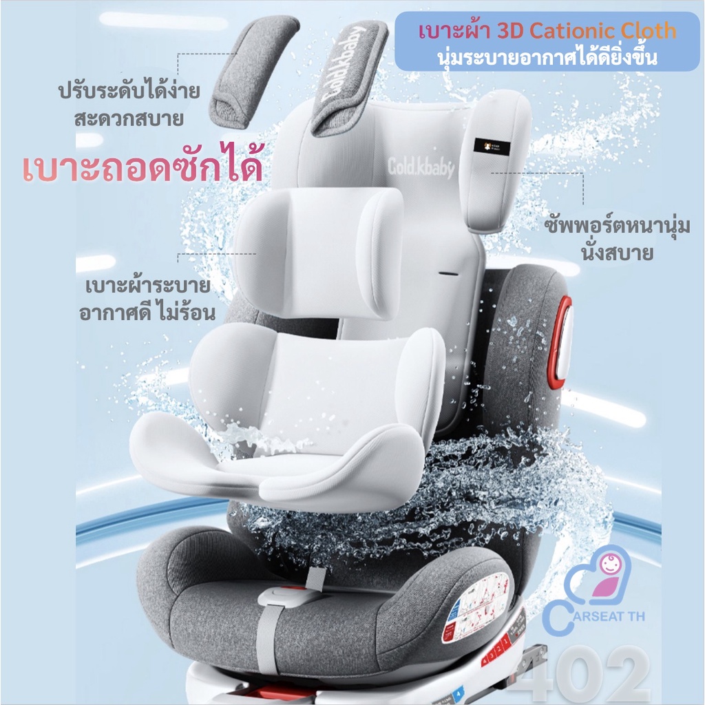 คาร์ซีท-isofix-หมุน360-พร้อมส่งทันที-gold-k-baby-car-seat-baby-belt-latch-ตัวเดียวครบ-0-12-ปี-ฟรีของแถม