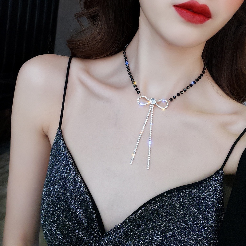 เครื่องประดับ-สร้อยคอ-สายโซ่-ประดับโบว์-และเพชร-เข้ากับทุกการแต่งกาย-แฟชั่นแฟรี่-สไตล์เกาหลี-สําหรับผู้หญิง
