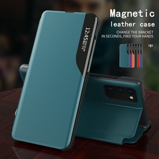 เคสหนังฝาพับ Smart View Window Flip Leather Phone Case for Huawei Nova 7i 6SE Y7P Y6P Y5P Mate 20 Pro Lite kickstand magnetic business cover for huawei Honor 9A 9S Magnetic Window Phone Case PU Leather Flip Cover