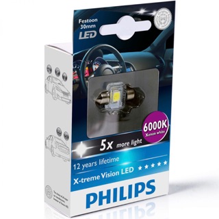 Philips หลอดไฟภายในรถ X-treme Vision LED Festoon 30mm / 38mm 6000K