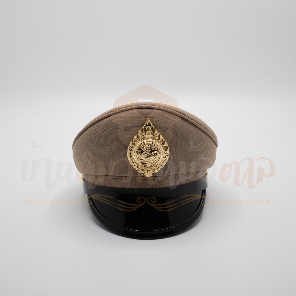 หมวกจิ๋วตั้งโชว์สีกากี-ตราสิงห์กำนันผู้ใหญ่บ้าน-ขนาดเท่าฝ่ามือ-แถมซองหมวก-ให้ของขวัญ-เป็นของชำร่วย-วางหน้ารถ