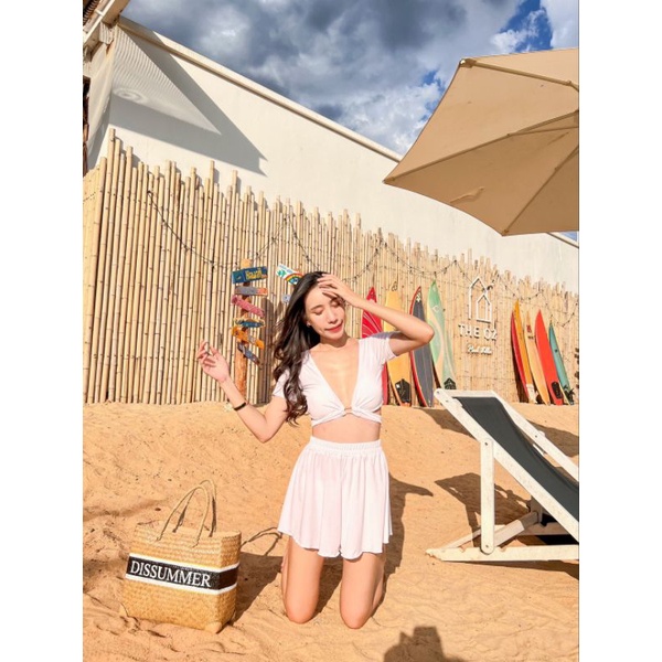 Dis Summer Lady เซตชุดว่ายน้ำบิกินี่ มาพร้อมกางเกงขาสั้น มี 5 สีให้ ...
