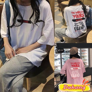 Dahong 💖เสื้อโอเวอร์ไซซ์ oversize เสื้อผ้าวัยรุ่นแฟชั่น สไตล์เกาหลี คอกลม สตรีทxxl 2369