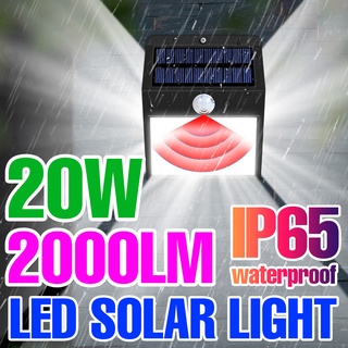 Ip65 โคมไฟติดผนัง LED พลังงานแสงอาทิตย์ กันน้ํา สําหรับบ้าน นอกบ้าน รั้ว Jardin ตกแต่งลานบ้าน หลอดไฟ 20W