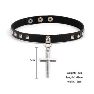 Gift New Lock Cross Collar Women Classic Chain Girls Goth Gothic Necklace Punk Choker Leather