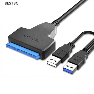 Best3c อะแดปเตอร์สายเคเบิล SATA เป็น USB 3.0 2.0 UP เป็น 6 Gbps 7+15/22 pin สําหรับฮาร์ดไดรฟ์ภายนอก SSD HDD SATA III SATA 3 2.5 นิ้ว