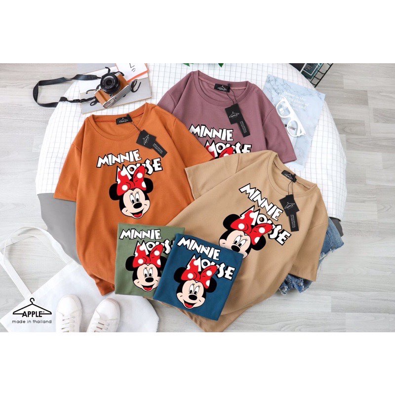 เสื้อยืด-ลาย-mickey-amp-minnie-ผ้าโปโล