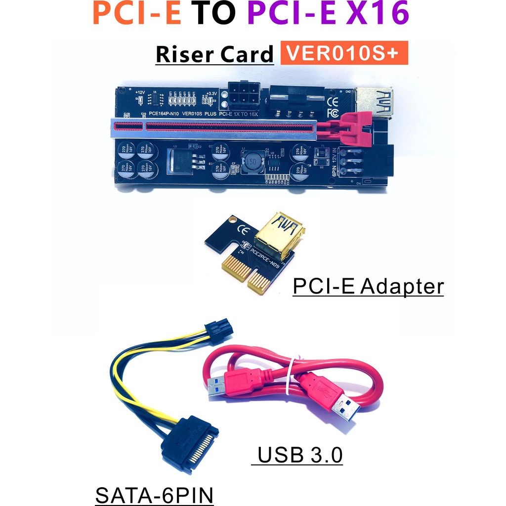 RISER CARD V010S PLUS การด์ไรเซอร์ รุ่นไหม่ เพื่อ 24x7H รองรับ 3090 ...