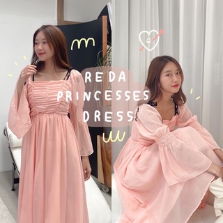 chuuchop_พร้อมส่ง(C7816)✨🎀🧸Reda princess dress ชุดเดรสยาวสีชมพู สไตล์เจ้าหญิง