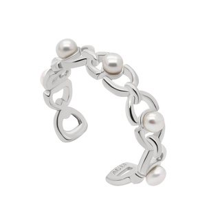 A.CEMI Pearl Horseshoe Ringcuff แหวนมุกแท้ แหวนเงินแท้ ชุบทอง 18K โรสโกลว์