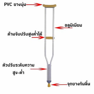 ไม้ค้ำยันรักแร้ อลูมิเนียม  ปรับได้ (ขายเป็นคู่) POP MEDIC &amp; TRADING