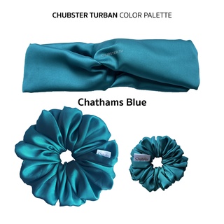 Headband ที่คาดผม ผ้าคาดผม สี Chathams Blue ผ้าซาติน คาดผมแฟชั่น สไตส์เกาหลี  ผ้าโพกหัว