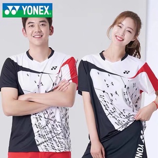 Yonex ชุดฝึกซ้อมแบดมินตัน แขนสั้น สไตล์เดียวกัน สําหรับผู้ชาย และผู้หญิง