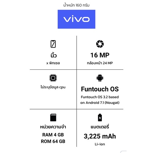 vivo-v7pulsโทรศัพท์มือสองพร้อมใช้งานสภาพนางฟ้า-ฟรีชุดชาร์จ