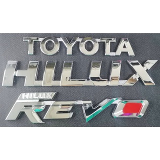 logo TOYOTA + HILUX + HILUX REVO ชุปโครเมี่ยม โลโก้ โตโยต้า TOYOTA Chrome 3 ชิ้น โลโก้ชุปอย่างดี เกรดห้าง (รับประกัน 6 เ