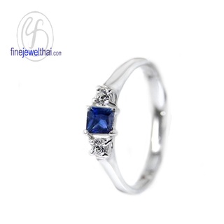 Finejewelthai-แหวนไพลิน-ไพลิน-แหวนพลอย-แหวนเงินแท้-พลอยประจำเดือนเกิด-Blue-Sapphire-Silver-Ring-Birthstone-R1181bl