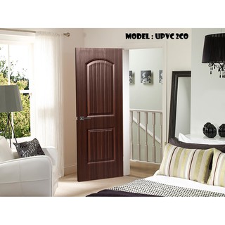 ประตู UPVC ECO DOOR บานทึบลูกฟัก (สีโอ๊ค/สีแอช) สำหรับใช้ภายใน