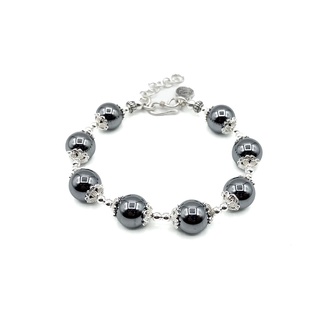 DSP กำไลหินนำโชคเทราเฮิร์ต สร้อยข้อมือหินนำโชค เงินแท้ 925 : Terahertz Gemstone 925 Sterling Silver Bracelet [CFS0010]